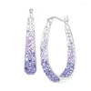 Hoop Earrings Double Color Rhinestone Crystal Round Big Circle For Women Party Wedding Engagement Jewelry