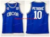 Vintage 3 Jerseys Cibona Zagreb College Basketball Drazen 10 Petrovic Jersey Blue Breathable Sport gestikt