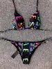 Beroemde ontwerper sexy bikini pak bur transparante riem badpak star print dames mode strand zomer biquini