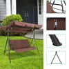 Lägermöbler 110 153 cm brun utomhus swingstol med tak justerbar höjdkedja lämplig för gård trädgård vid poolen vid patiocamp