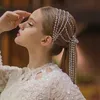 Fashion Tassel Meerlagige haarring voor vrouwen opgelopen Elegante luxe kristallen hoofdband Haarspeld Bruid Party sieraden