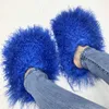 Slippers Women's Winter New Wool Luxury Fur Round Toe Mongolian Slides Woman Shoes Flat Half Y2302