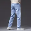 Męskie dżinsy męskie luźne cienkie dżinsy plus wiosenne i letnie mody swobodne jasnoniebieskie spodnie dżinsowe spodnie męskie marka 230302