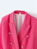 Garnitury damskie Blazery Eleganckie kobiety Chic Button Blazer Office Damie Kieszenia Kieszeń Kietlek swobodny żeńska szczupłe garnitury solidne różowe dziewczyny