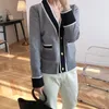 Women's Knits Tees Design Women Cardigan Coat Sweater Women V-Neck Long Sleeve Poncho Vintage Button Knit Cardigans Women Cropped Tops Outfits 230302