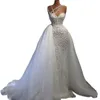 Beads Mermaid Arabic Wedding Dresses Tailored Feather D Floral Bridal Gowns Vestidos De Novia