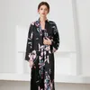 Vêtements de nuit pour femmes vêtements de nuit pour femmes Kimono peignoir Lingerie 3 pièces femmes pyjamas ensemble imprimé fleuri longue Robe pyjama costume Satin soie