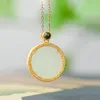 Ketens zilver ingelegde natuurlijke hetiaanse biyu ronde ketting hanger simple licht luxe luxe Chinese stijl damesmerk sieraden