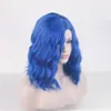 Kısa peruk doğa dalgası Woodfestival mavi sentetik saç kadın parti peruk cosplay