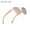 Sunglasses BARCUR Bamboo Cat Eye Sunglasses Polarized Metal Frame Wood Glasses Lady Luxury Fashion Sun Shades With Box Free 230302