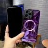 Luxe ontwerper Magsafe Wireless Charge Marble Phone Case voor iPhone 14 13 12 Pro Max plus magnetische bumper -hoesjes dekking