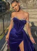 Платья для вечеринок Purple Unique Outshoulder Mermaid Вечерняя без рукавов без рукавов.