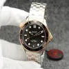 New Style 42mm Top 2813 Automatic Outdoor Mens Watches Watch Rose Gold Case Dial Black With Black Rotatable Bezel Case267Z