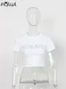 Camisas de camisetas femininas FQLWL Roupas de streetwear de verão de verão Tops de manga curta Mulheres Bodycon o pescoço diamante ees branco preto rosa 230302