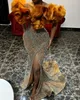 2023 Arabisch Aso Ebi Mermaid Gold Prom Dresses Lound Lace Sexy Evening Formeel feest tweede receptie verjaardag verlovingsjurken jurk zj112