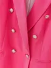 Garnitury damskie Blazery Eleganckie kobiety Chic Button Blazer Office Damie Kieszenia Kieszeń Kietlek swobodny żeńska szczupłe garnitury solidne różowe dziewczyny