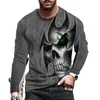 Men's T-Shirts Vintage Skull Long Sleeve For Men 3d Skull Printed Crew Neck T Shirt Horror Style Shirt Oversized Tops Tees Shirt Men Clothing 230302