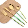 Dinnerware Sets AJOYOUS 24Pcs Red Gold Knives Fork Spoon Cutlery Stainless Steel Tableware Kitchen Dinner Flatware Silverware 230302