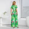 Kvinnors tvåbitar byxor Zydzyq Set Women Clothing 2023 Spring Print Crop Tops Wide Leg Y2k Clothing Club Streetwear Wholesale