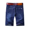 Mäns shorts 2023 män knä längd mjuk ljus blå avslappnad sommarmärke stretch tunna högkvalitativa bomulls jeans plus storlek 28-46