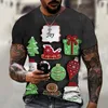 Herren-T-Shirts 2023 Marke Herren-T-Shirt Weihnachten 3D-Druck Lustiger Weihnachtsmann Coole und hübsche Straßenmode