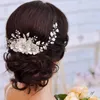 Pinces à cheveux Barrettes Mode Luxueux Tissé À La Main Perle Cristal Bandeau Décoration Pour Femmes Accessoires De Mariage Mariée Feuille Fleur Headdre