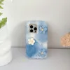 Custodie a fiori 3D per Iphone 15 14 Pro Max 13 12 11 X XS XR 8 7 Plus Soffice pelliccia Fuzzy Moda Capelli Peluche Morbido TPU Floreale Ragazza Signora Donna Cromato Metallico Telefono Cover posteriore Pelle