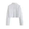 Blouses pour femmes chemises courtes femmes 2023 printemps et automne blanc à la mode Sexy élégant hauts décontracté à manches longues simple rangée bouton 3028