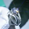 Pierścienie klastrowe moda wieczna pierścionka ślubna 6-klawie wkładka osiem serc strzałka olśniewająca biżuteria estetyczna cyrkonowa dla kobiet walentynki