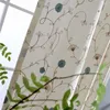 Vorhang, weiß, moderne Blumenvorhänge für Wohnzimmer, Schlafzimmer, Kinder, bestickte Fensterpaneel-Vorhänge
