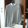 Men's Sweaters Autumn And Winter Men's Round Neck Sweater Business Casual Skin-Friendly Thickening Pure Color Knitted Pullover Wool