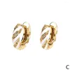 Boucles d'oreilles créoles mode distorsion entrelacement torsion métal pour femmes accessoires rétro géométrique Micro-incrusté Zircon émail bijoux