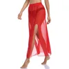 Women's Swimwear Women Split Bikini Cover Ups Solid Color Ankle Length High Waist Sexy See Through Skirt For Summer Beach Swimming Swimwears