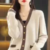 Maglieria da donna T-shirt moda coreana con pannelli in maglia cardigan maglioni autunno inverno abbigliamento donna sciolto caldo manica lunga scollo a V cappotti casual 230302