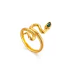 Mulheres homens tocam com design de cobra de pedra verde Cool 18k Yellow Yellow Gold cheio de jóias clássicas do tamanho do presente