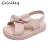 Sandals Summer Girls Sandals Solid Bow Soft Sole PU Children Fashion Sandals Non Slip Comfortable Designer Toddler Kids Beach Shoes R230220