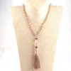 Pendentif Colliers De Mode Bohème Bijoux Beige Cristal Verre Noué À La Main Pavé Gland Collier Pour Les Femmes