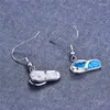 Dangle Earrings Unique Female Silver Color Shoe Drop Boho Blue White Fire Opal Bride Wedding Long For Women