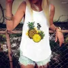 Women's Tanks Tank Top Women Harajuku Vintage Pineapple Print Tshirt Female Camisole Sexy Sleeveless Loose Beach Sports White Vest Tops