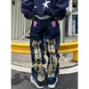 Jeans masculino Estrela estampa Y2K Jeans American Style Hip Hop Cintura alta calça de moda de zíper em camadas soltas Trendência 230301
