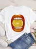 T-shirts pour femmes T-shirt d'été Pastèque Visage Cils Imprimer Tops Femmes Mode Chemise À Manches Courtes O-cou Tee Lady Funny Fruit Tshirt