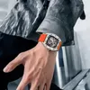 腕時計マークフェアウエール自動機械式時計メンズシリコンストラップスポーツファッションウォッチホローアウト時計リロジ