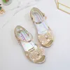 Sandaler Barn Sandaler Princess Style Party Shoes Girls Glitter Wedding Crystal High Heel Shoes Open Toe Kids Sandaler For Girl CSH819