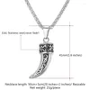 Chaînes Collare Viking Dents Pendentif Hommes Or Couleur En Acier Inoxydable Hippie Loup Bijoux Fang Dent Collier Femmes P265