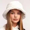 Berets Unisex Casual Fashion Winter Bucket Hat Fluffy Faux Fur Fisherman Cap For Women Men Solid Color Style Adult Outdoor Warm