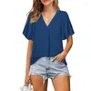 Frauen T Shirts Frauen Kleidung Für Casual Frau T-shirts Tops Mode Sommer Tees Feste Kleidung Vetement Femme V-ausschnitt