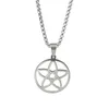 Silver Celtic Pentagram Flower Halsband Rostfritt stål Pentakelkedja Pagan Jewelry Christmas Gift for Women Men 4mm 24inch