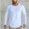 T-shirts pour hommes Hommes Mode Gymnases Bodybuilding Sporting T-shirts À Manches Longues Fitness Hommes Solide Haute Qualité