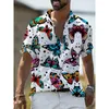 Men's Polos Badassdude Men's Butterfly Oil Print Casual Short Sleeve Shirt