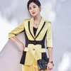 Women's Two Piece Pants 2023 Fashion Office Suit Jacket Two-piece Sets Women Spring Summer Patchwork Blazers Coat Flare Trousers Lady Casual